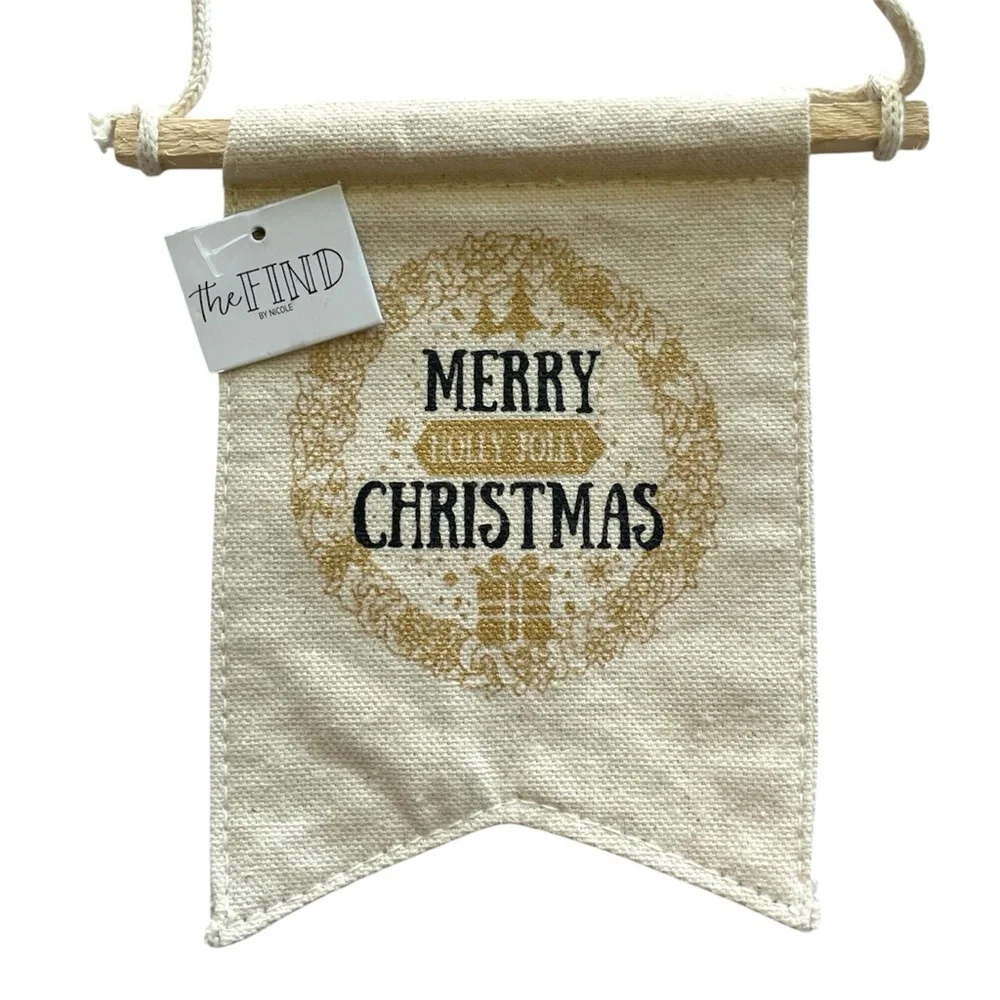 Set of 6 Christmas Banners Holiday Prints Mini 5” Flags The Find by Nicole Tags